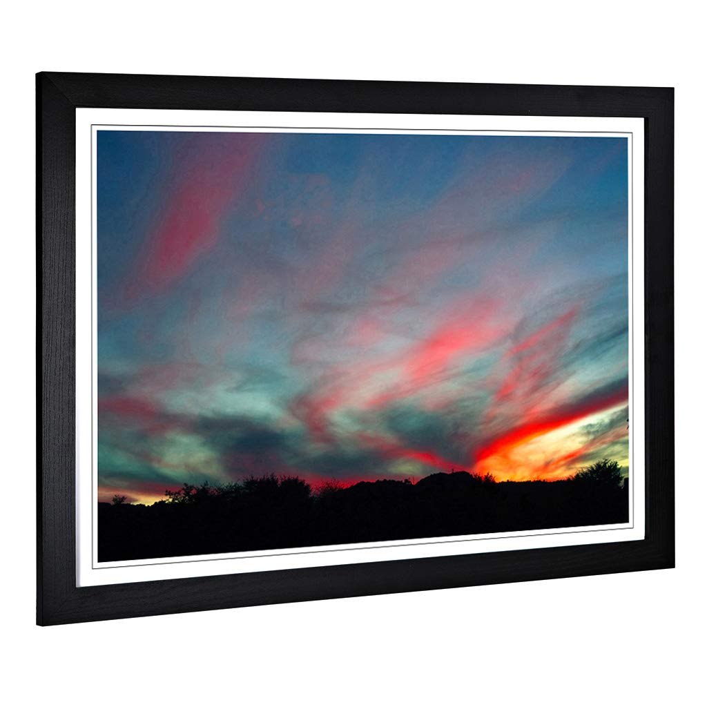 Big Box Art Framed Print of Landscape Arizona Pink Sunset (1) Design | Wall Art Picture | Home Decor for Kitchen, Living Room, Bedroom, Hallway, Black, A2 / 24.5x18 Inch / 62x45cm