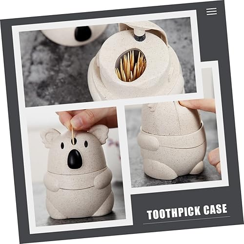 Miniatura 3 de Cabilock Prensa-tipo caja de palillo de dientes de apertura automática Koala Toothpick Holder compacto ligero para el hogar