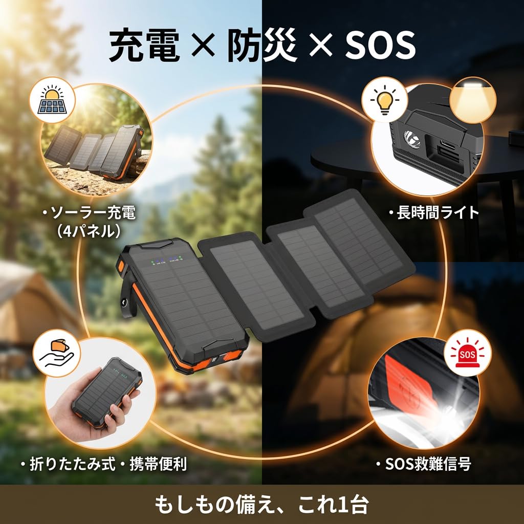 Amazon | MINASA msp100 ソーラーモバイルバッテリー ソーラー
