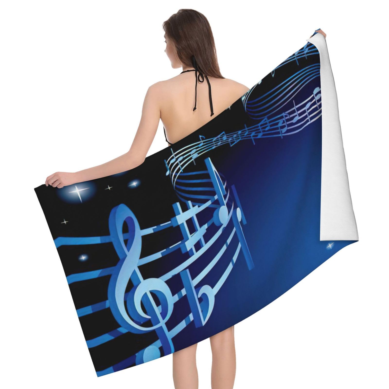 Serviette de bain séchage rapide Blue Music en microfibre très absorbante