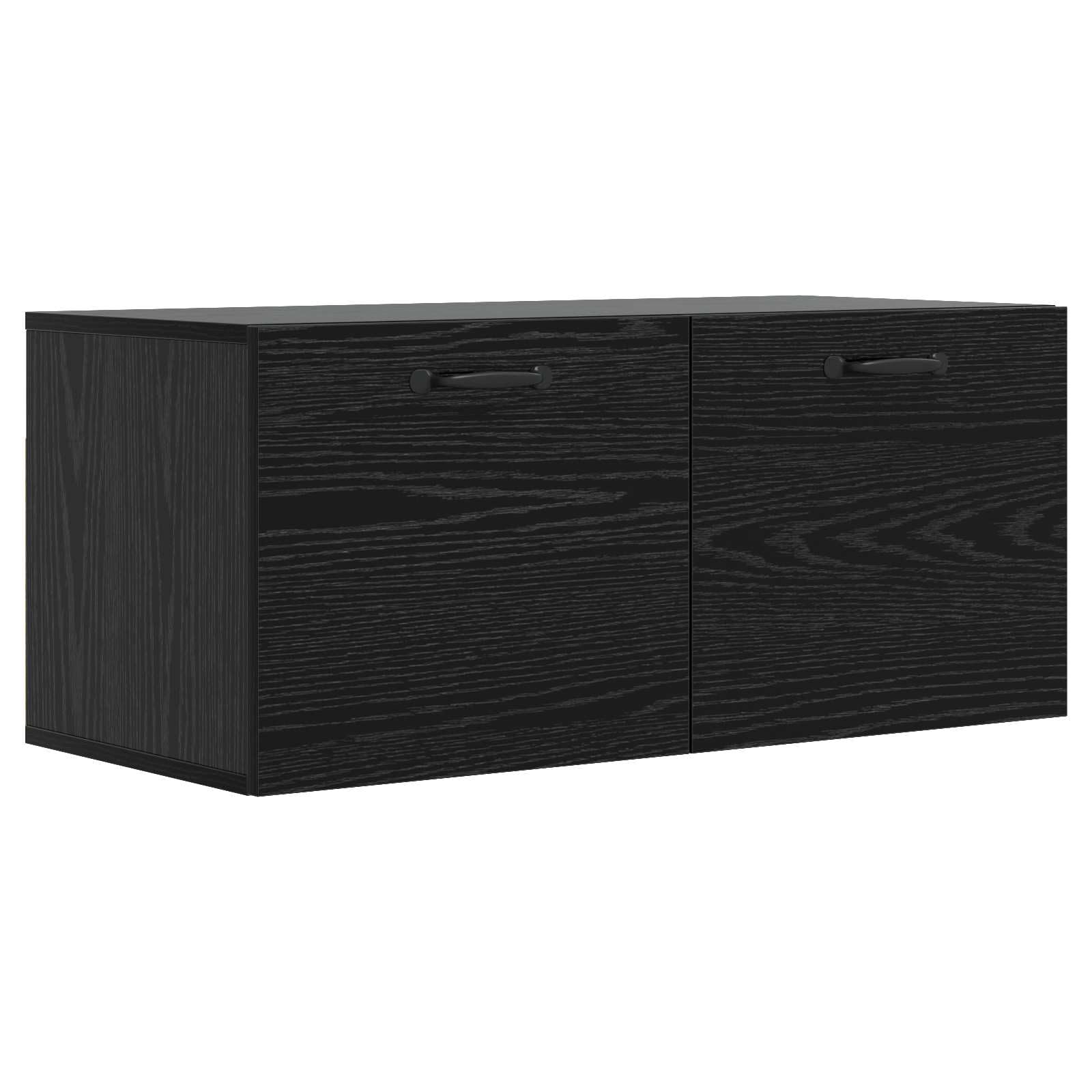 Armario de pared (80 cm, madera de roble), color negro