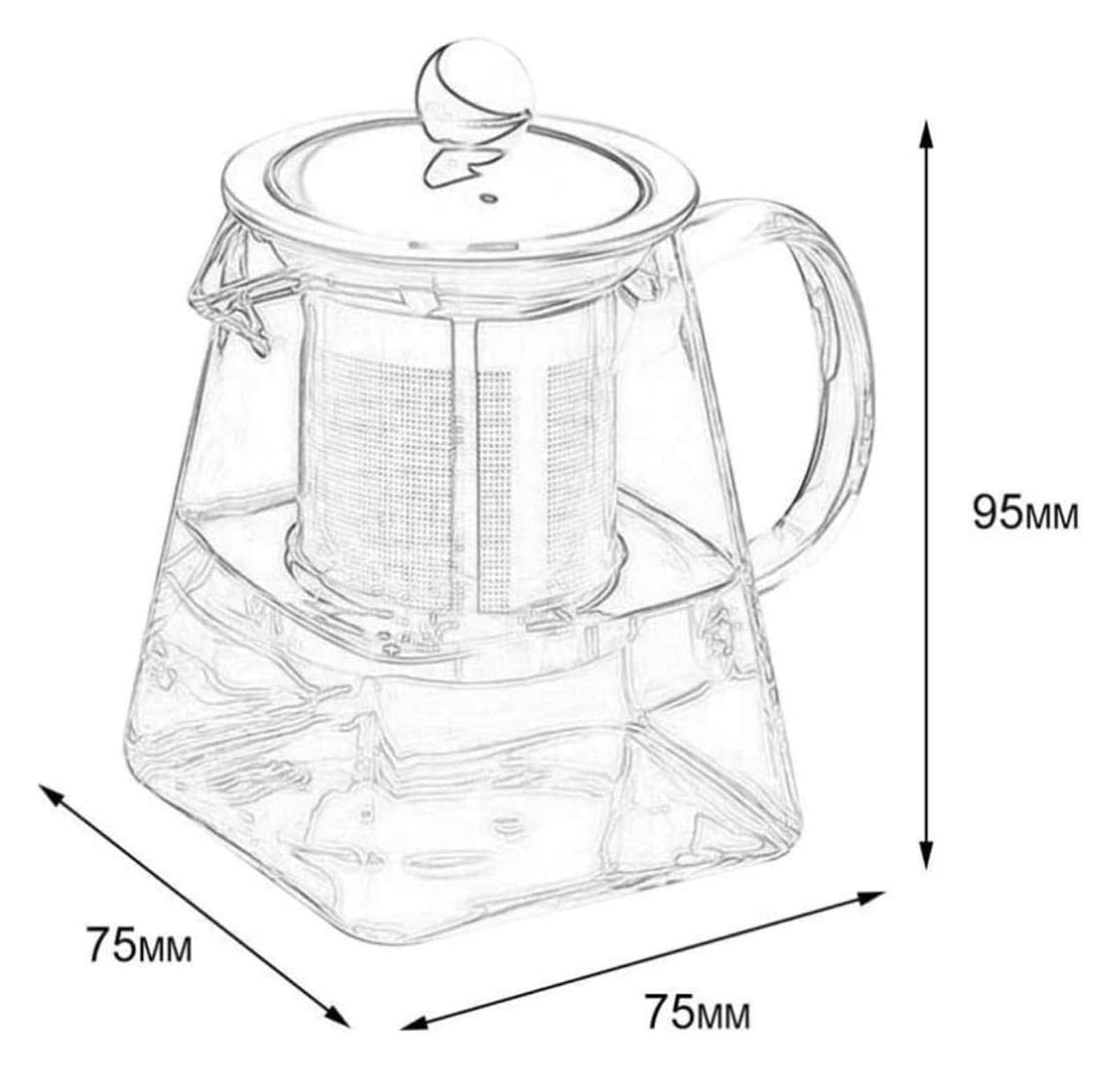 Tetera Tetera 350 ML Tetera de Vidrio de borosilicato Transparente Tetera de Taza de té de Vidrio Elegante con colador de infusor de Acero Inoxidable
