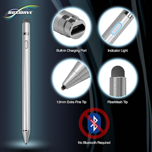 Miniatura 4 de BoxWave AccuPoint Active Stylus Stylus - Lápiz óptico electrónico con punta ultra fina para Lenovo Yoga 710 (11 pulgadas), color plateado metálico