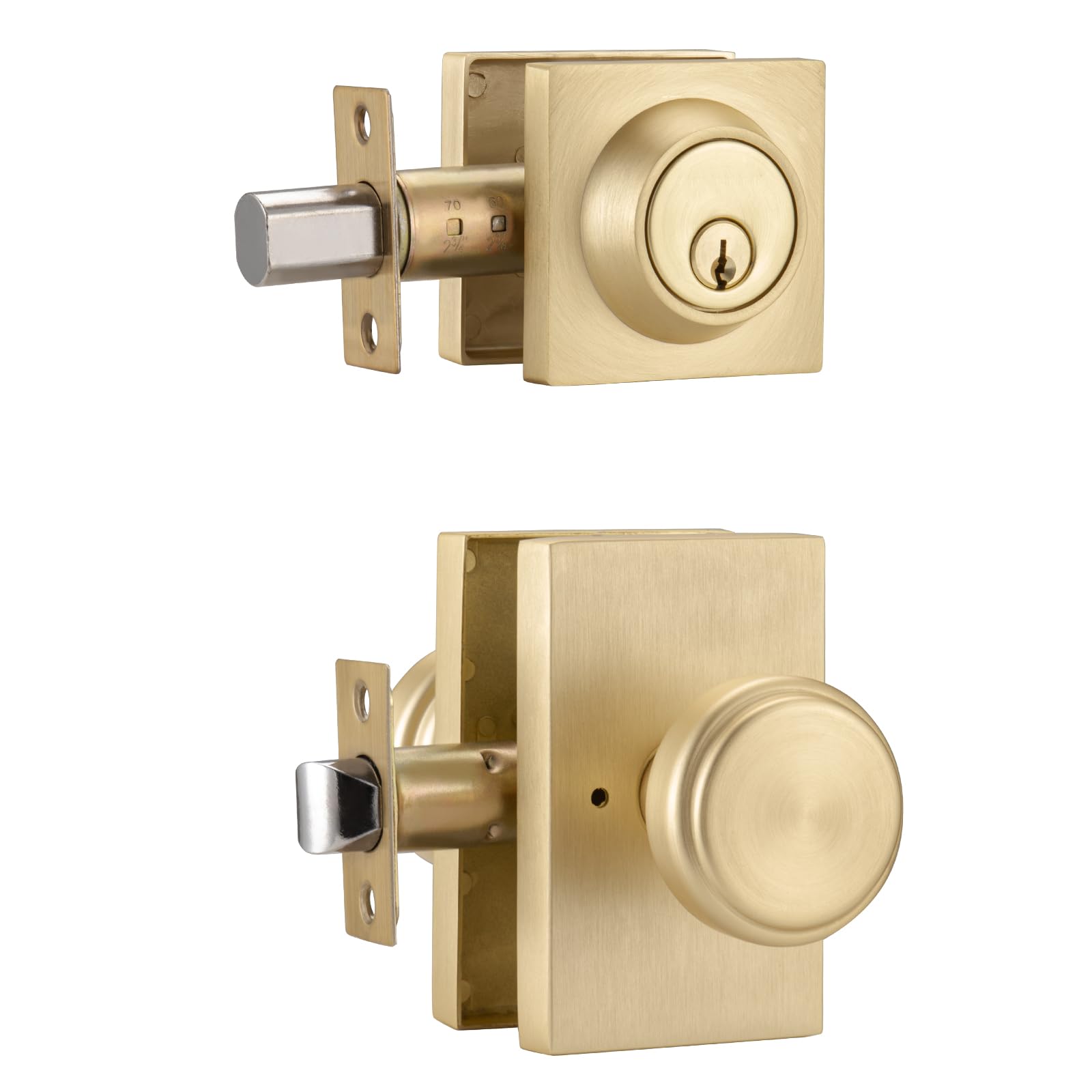 Photo 1 of Parro Brushed Gold Door Knobs with Deadbolt