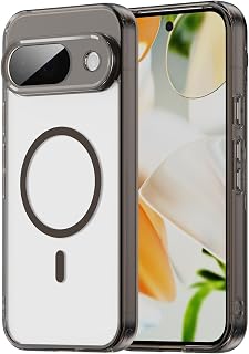 phone case for Google Pixel 9 Transparent Magnetic, Compatible with MagSafe Wireless Charging, Thin Ultra Slim Anti-Yellow Shockproof Phone Case for Women Men Black