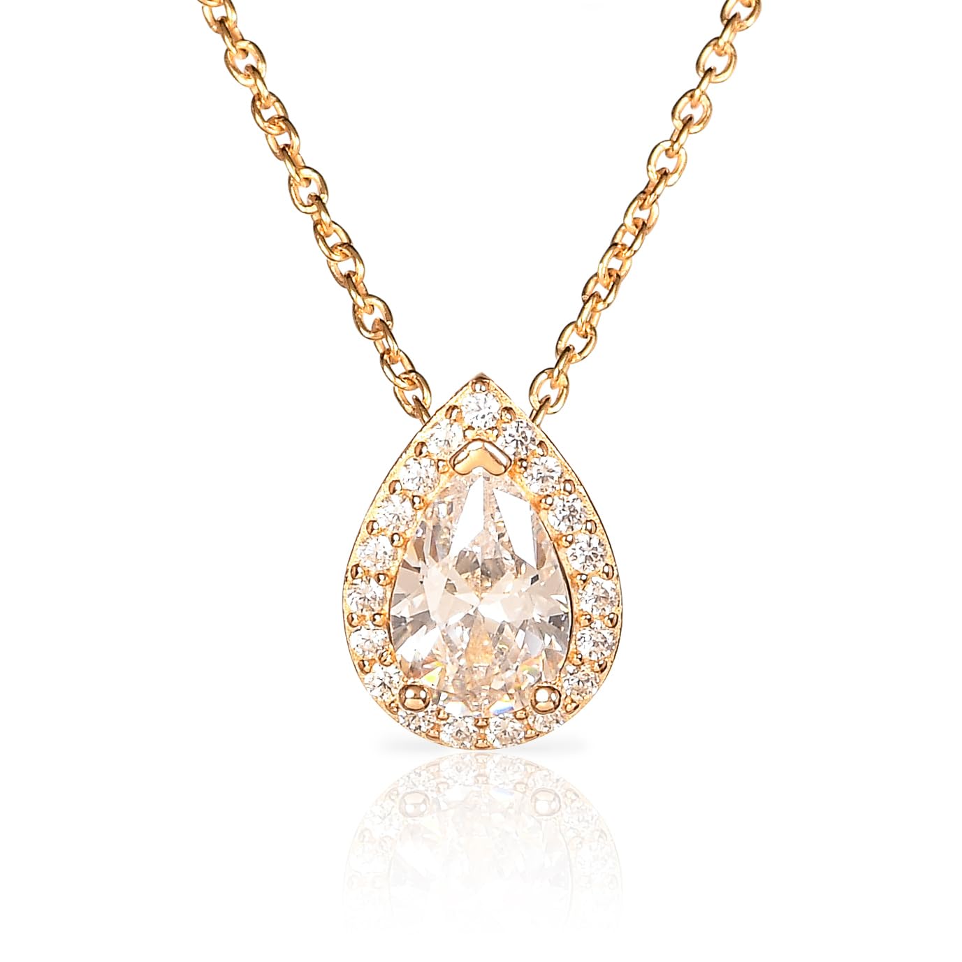 Diamond Treats Halskette mit birnenförmigem Anhänger aus 925er Sterlingsilber für Damen und Mädchen mit weißen, grünen, blauen oder roten Zirkonia-Steinen