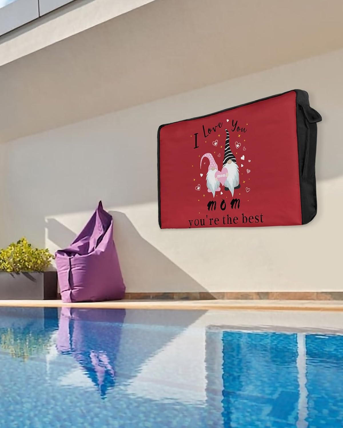 Outdoor TV Cover - Mother's Day Best Mama Gnome Love Gift Red Waterproof and Weatherproof 40"-43" LCD Movable Shield TV Display Screen Protector Outside Television Covers