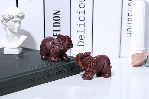 Miniatura 4 de Decoración de elefante de cuarzo fresa de 2 pulgadas, bonita piedra natural pulida tallada a mano de cristal curativo rosa, escultura de estatua de