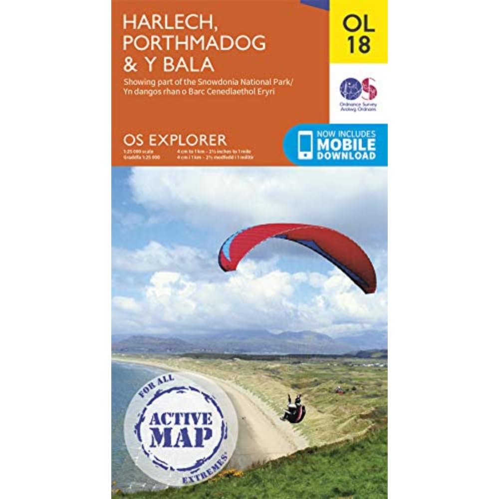 Harlech, Porthmadog & Y Bala Map | Weatherproof | Snowdownia National Park / Barc Cenedlaethol Eryi | Ordnance Survey | OS Explorer Active Map OL18 | ... Maps | Adventure: Porthmadog & Bala / Y Bala