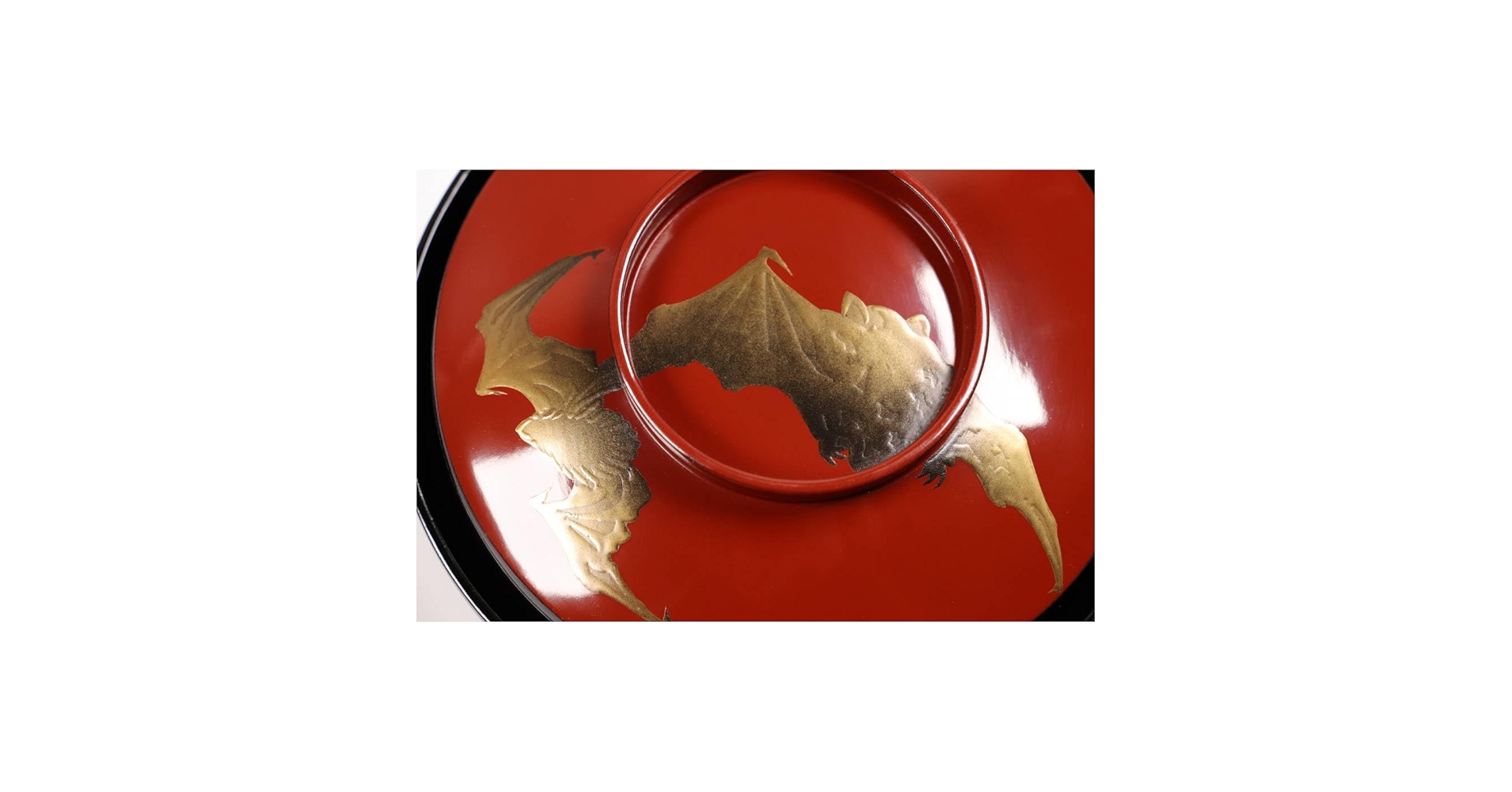 Amazon.co.jp: CH19 時代輪島塗 蝙蝠蒔絵 古代朱塗内黒塗 椀五客