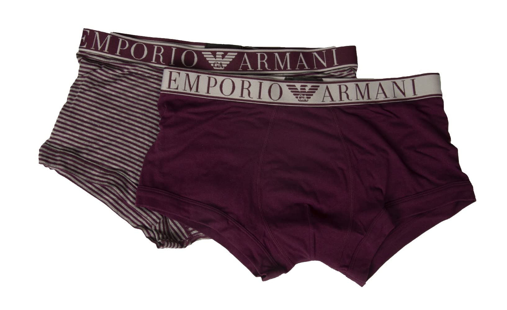 Emporio Armani Men's Boxer Trunk Pack of 2 Elastic Bipack Item 111210 2F542 BPACK Trunk, 12049 Small Stripe / Purple, L