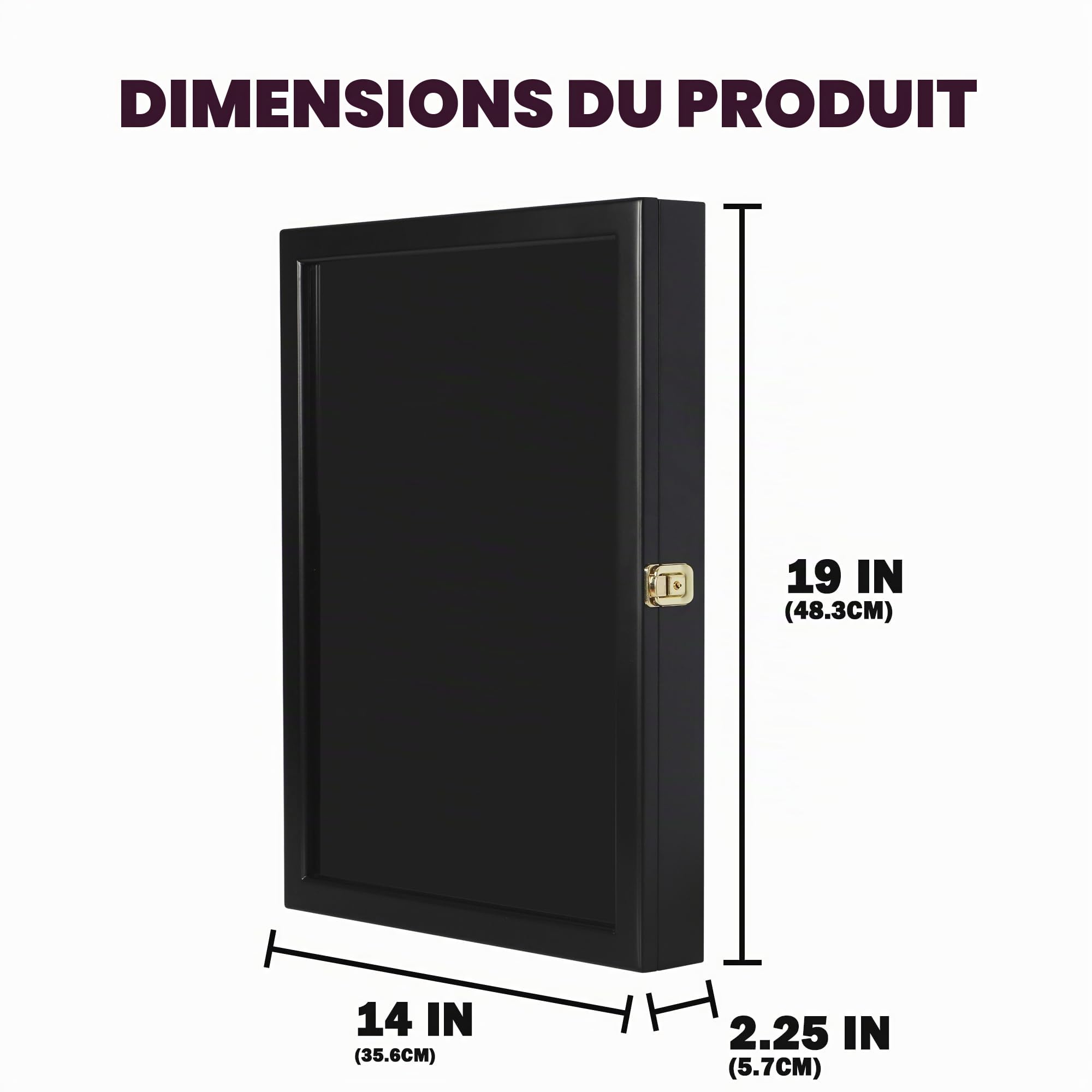 Armoire présentoir Murale, avec Cadre pour médailles Militaires, épingles, Patchs, Badges, etc. Finition Noire