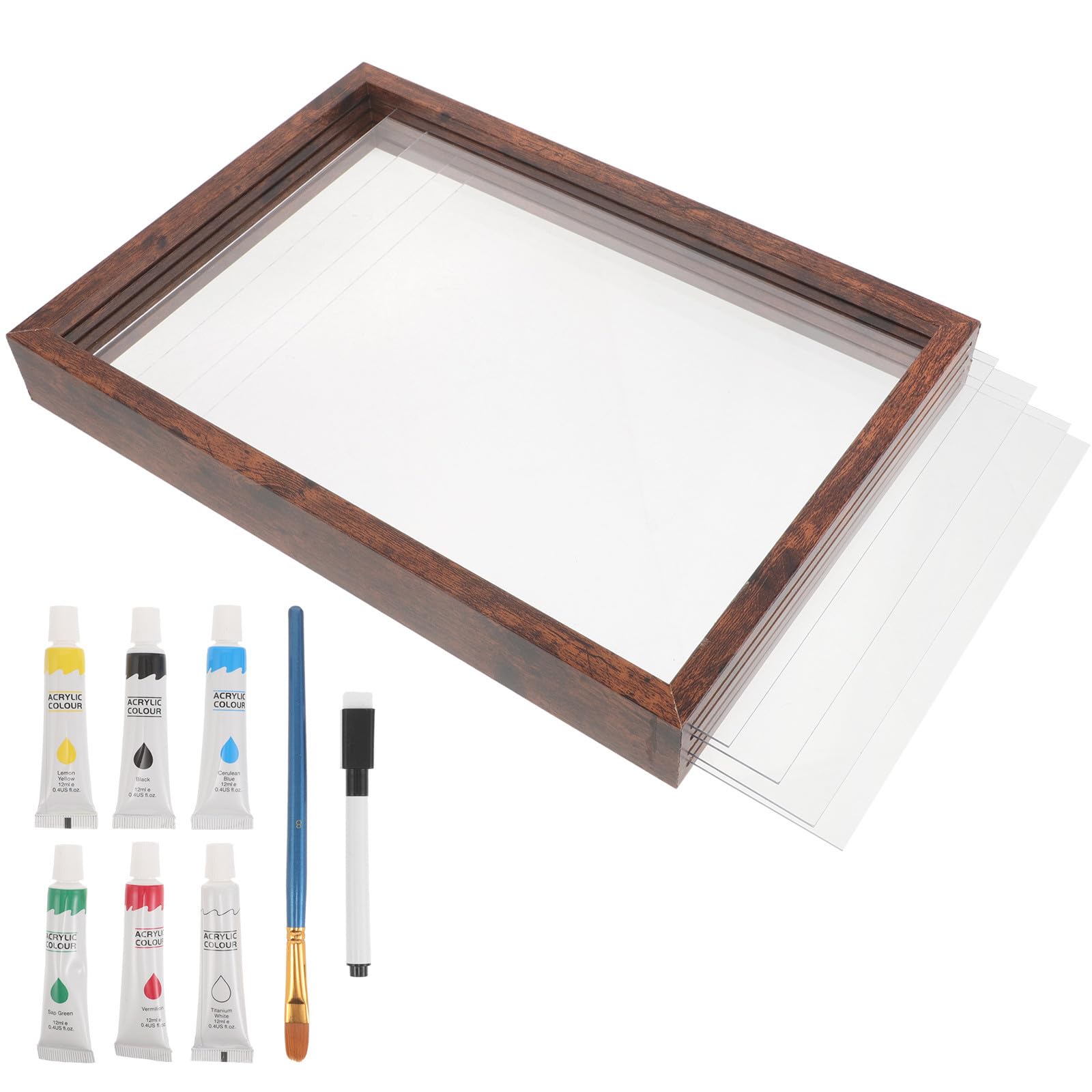 Housoutil Kit de Huellas Resistente a Arañazos y Deformaciones con Marco de Madera Marrón y Obsequio Práctico para Ñiño Adecuado para Habitación Infantil para Recién Nacidos