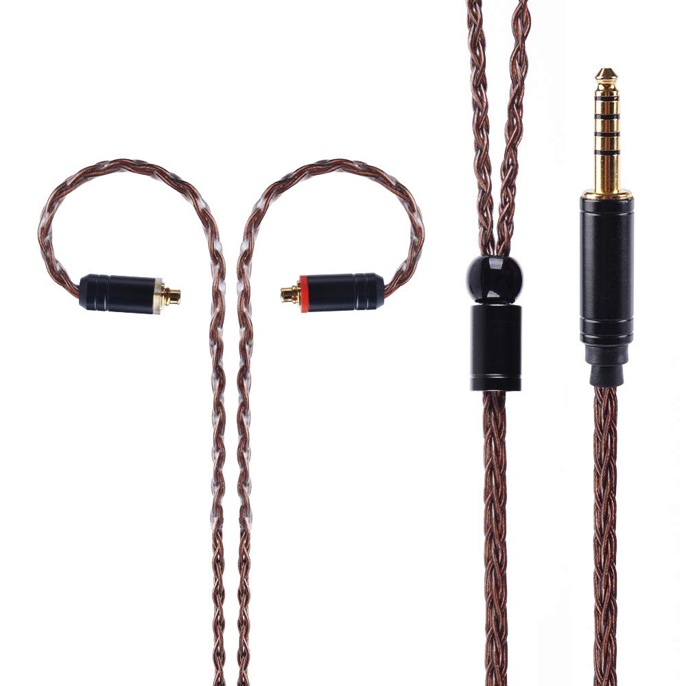 H HIFIHEARMMCX Cable 8 Cores Silver Plated Copper IEM Cable Earphones Replacement Cable with 4.4mm Plug for TIN Audio T2 T3 T2 PRO KBEAR F1 Yinyoo PRO HQ5 HQ6 Shure SE215 SE535 UE900(MM4.4)