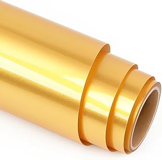 Prime Vinyl Heat Transfer Vinyl 4ft HTV Vinyl For T-Shirts, Iron on Vinyl for Cricut Maker, Silhouette Cameo, Heat Press Vinyl for DIY Design(Gold)