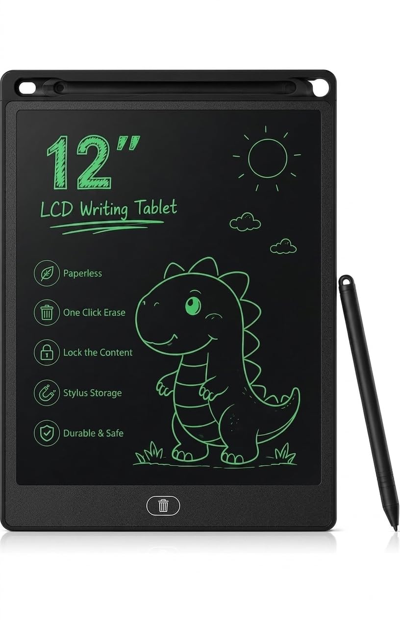 12 Inch LCD Writing Tablet Screenwriting Toys Board Smart Digital E-Note Pad 12 Inch Light Weight Magic Slate for Drawing Playing Noting by Kids and Adults Best Birthday Gift