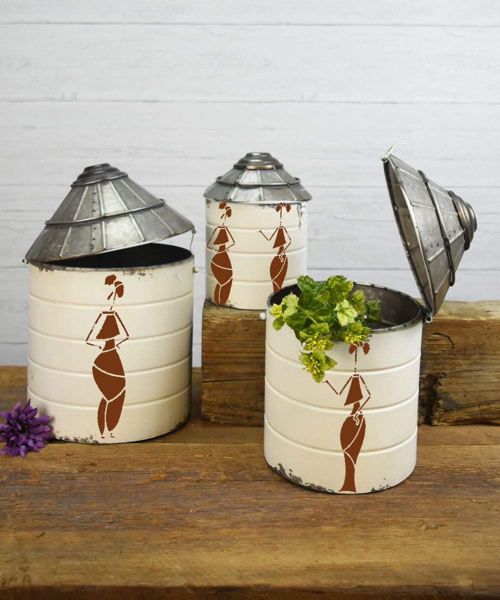 CrafTreat Pochoirs réutilisables pour la peinture – Lot de 9 motifs folkloriques pour femmes – 15,2 x 15,2 cm – Pochoirs d'art et d'artisanat pour la décoration de la maison
