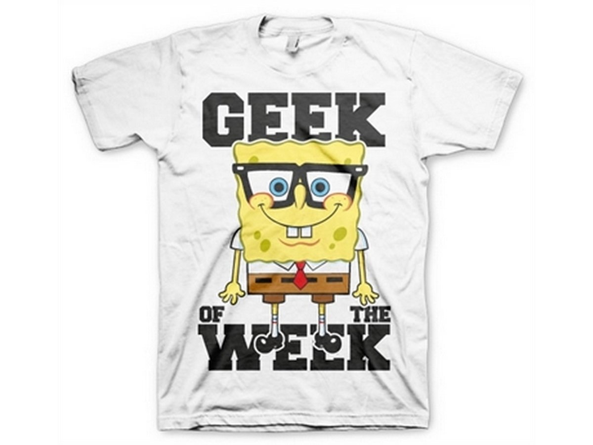 Spongebob Squarepants Men's White Geek Of The Week T-Shirt Official Merchandise