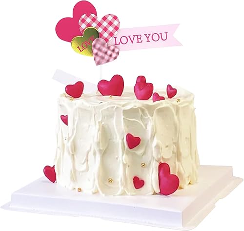 Miniatura 1 de Ercadio 1 paquete de adornos rojos para tartas para el día de San Valentín, decoración para tartas con texto en inglés Love You Be Mine para bodas,