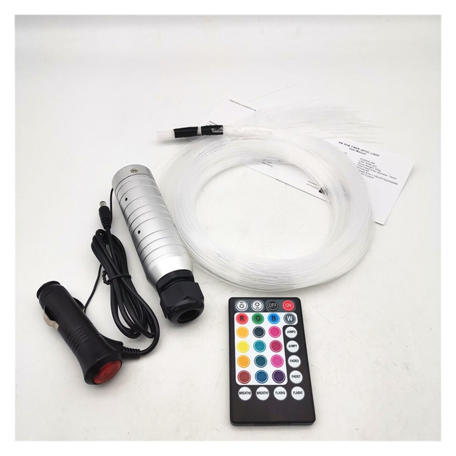 Kit de luz techo estrella fibra óptica DC12V 6W RGB, 100 Uds. * 2m 0,75mm motor dispositivo coche + 28 teclas,Durable