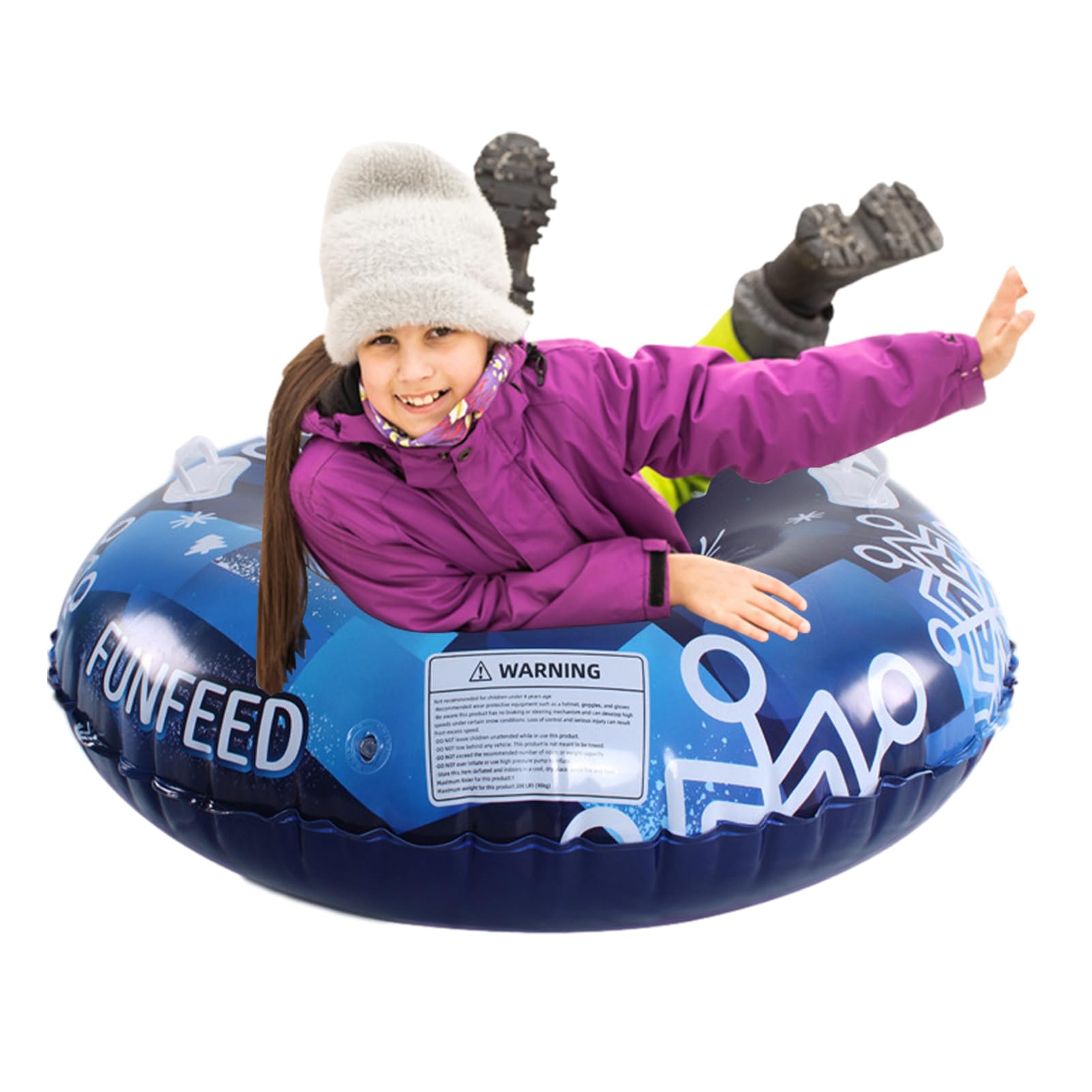 COSTWAY Slittino da Neve Gonfiabile 100/200cm, Slitta per 1/2 Persone