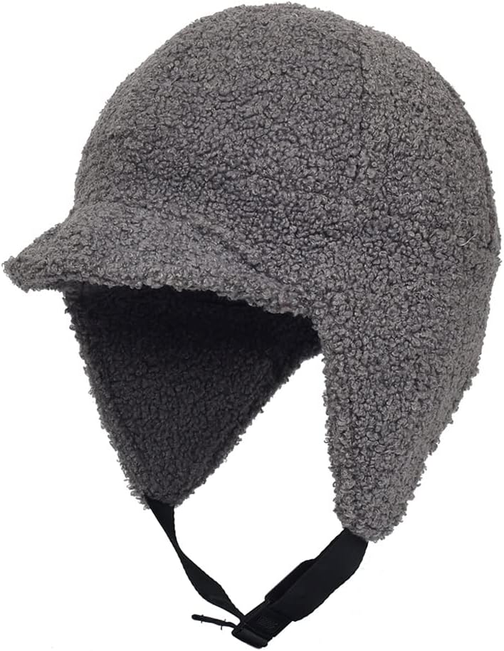 Outdoor Fleece Warm Winter Hats with Visor Windproof Earflap Cap Trapper Hunting Hat Ski