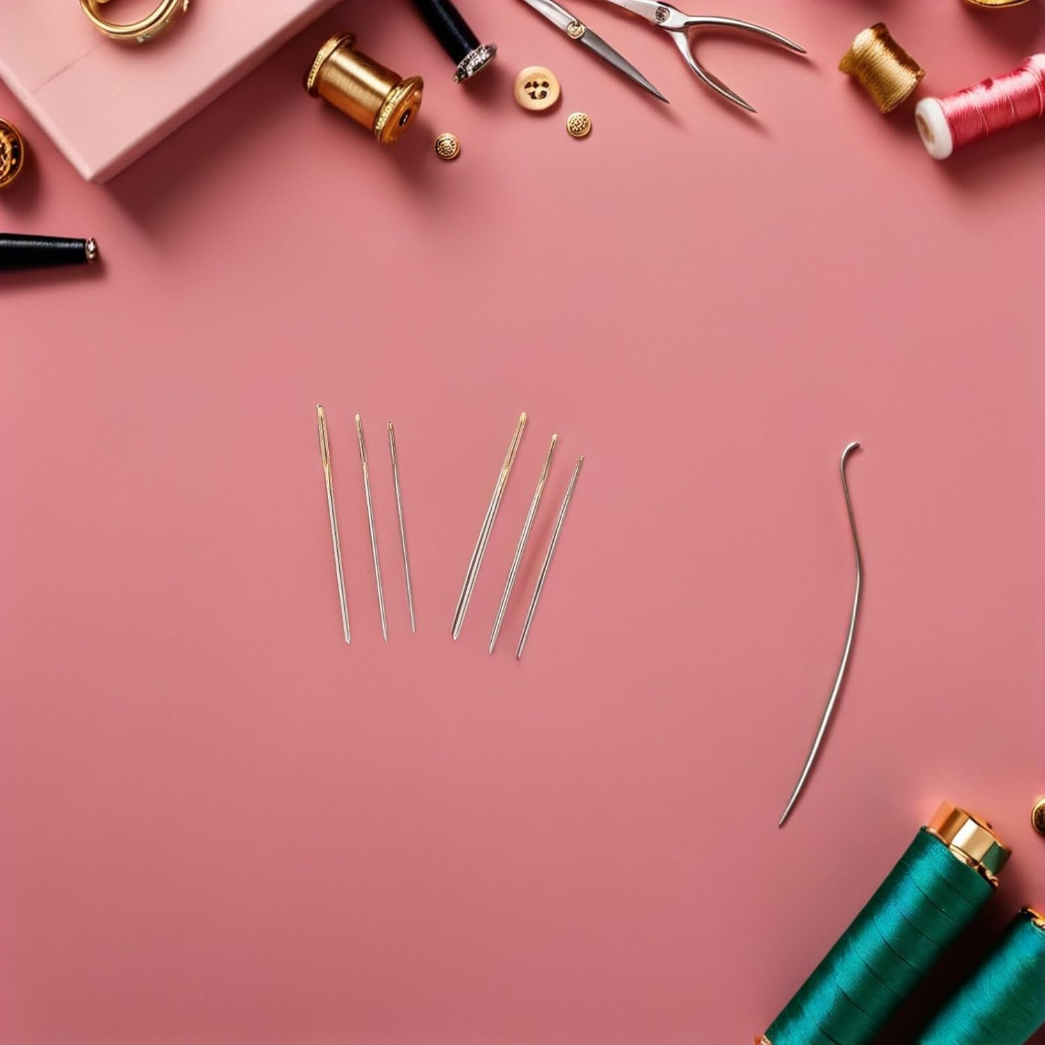 NULYLU 90pcs Cross Stitch Needles Sewing Kit with Large Eye Metal Hand Embroidery Needles for Needlework Quilting and Craft Sewing Accessories