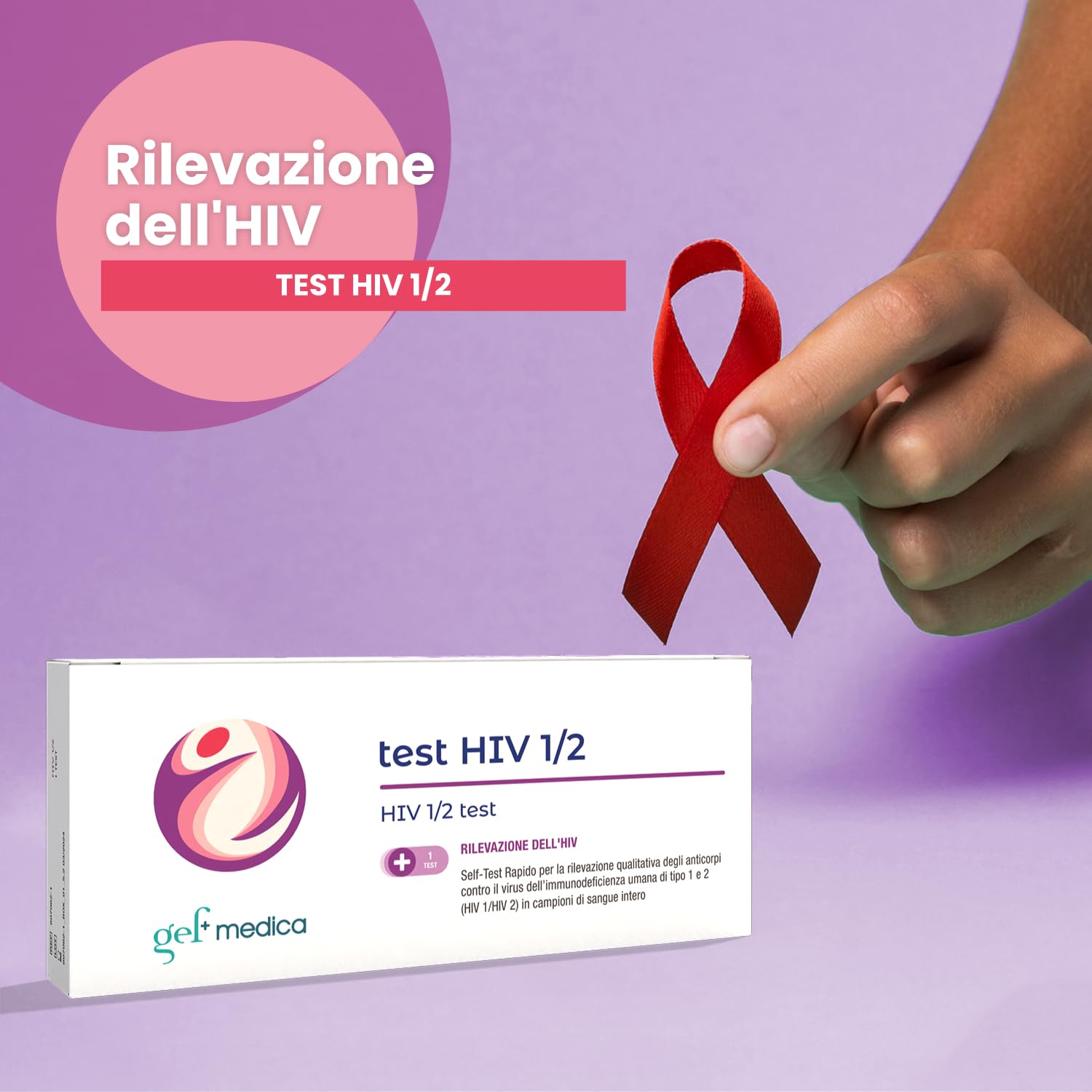 Gef Medica® 2x Autotest HIV‑1/2 Rapidi – Kit IgG/IgM a Casa 10 min | Rileva Anticorpi, Uso Riservato, CE