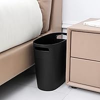 Vista 4 de JiatuA Cubo de basura pequeño de plástico delgado con asas, contenedor de basura estrecho de 3.2 galones para baño, dormitorio, cocina, oficina