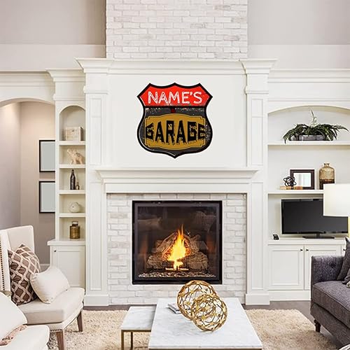 Miniatura 7 de Letreros de metal personalizados con escudo retro personalizado, decoración de pared, diseño de texto para garaje, regalo creativo, plato de 12 x 12