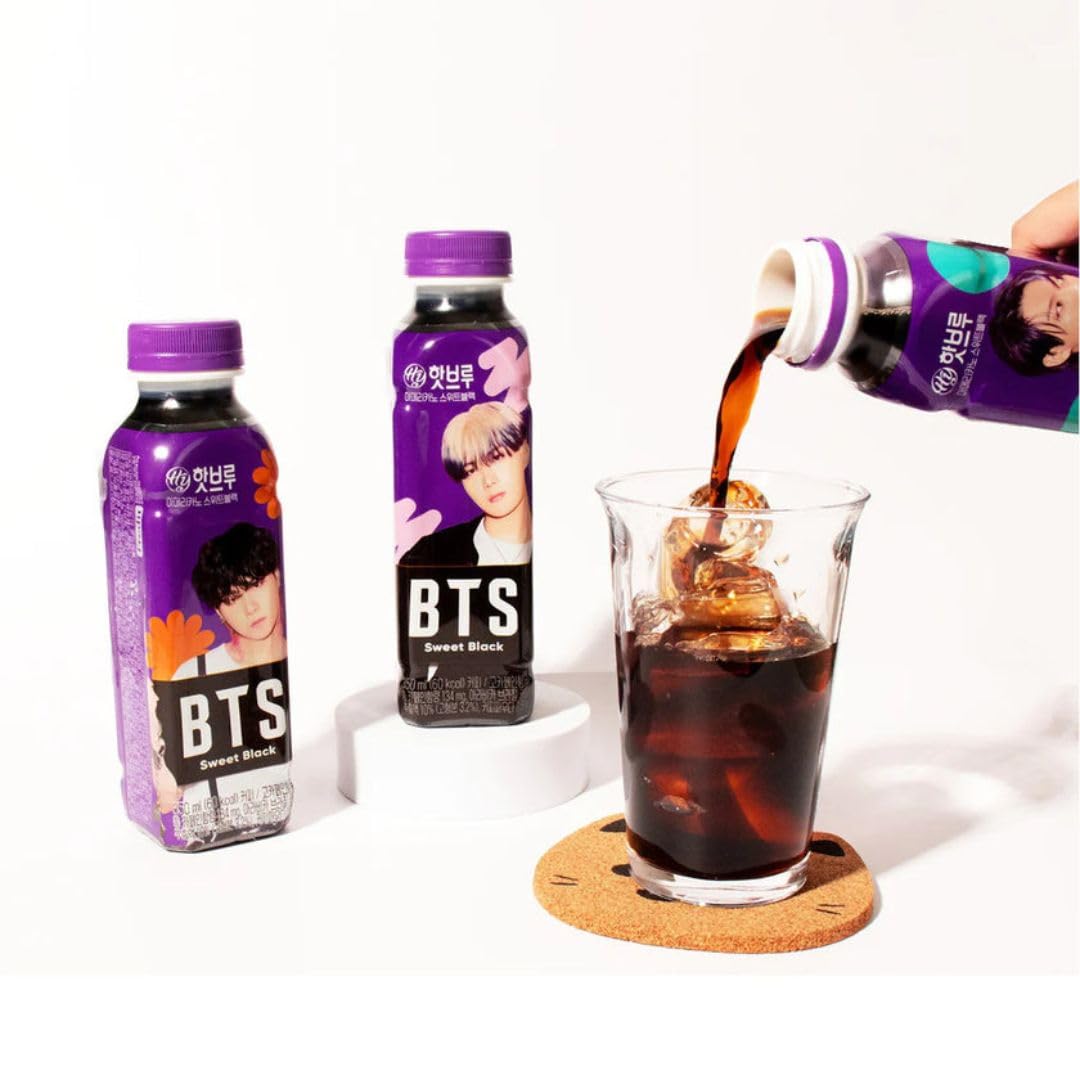 Bebida Coreana de Café | Sweet Black y Black BTS | Una Bebida Exclusiva para Fans del K-pop | 350ml | Pack de 2