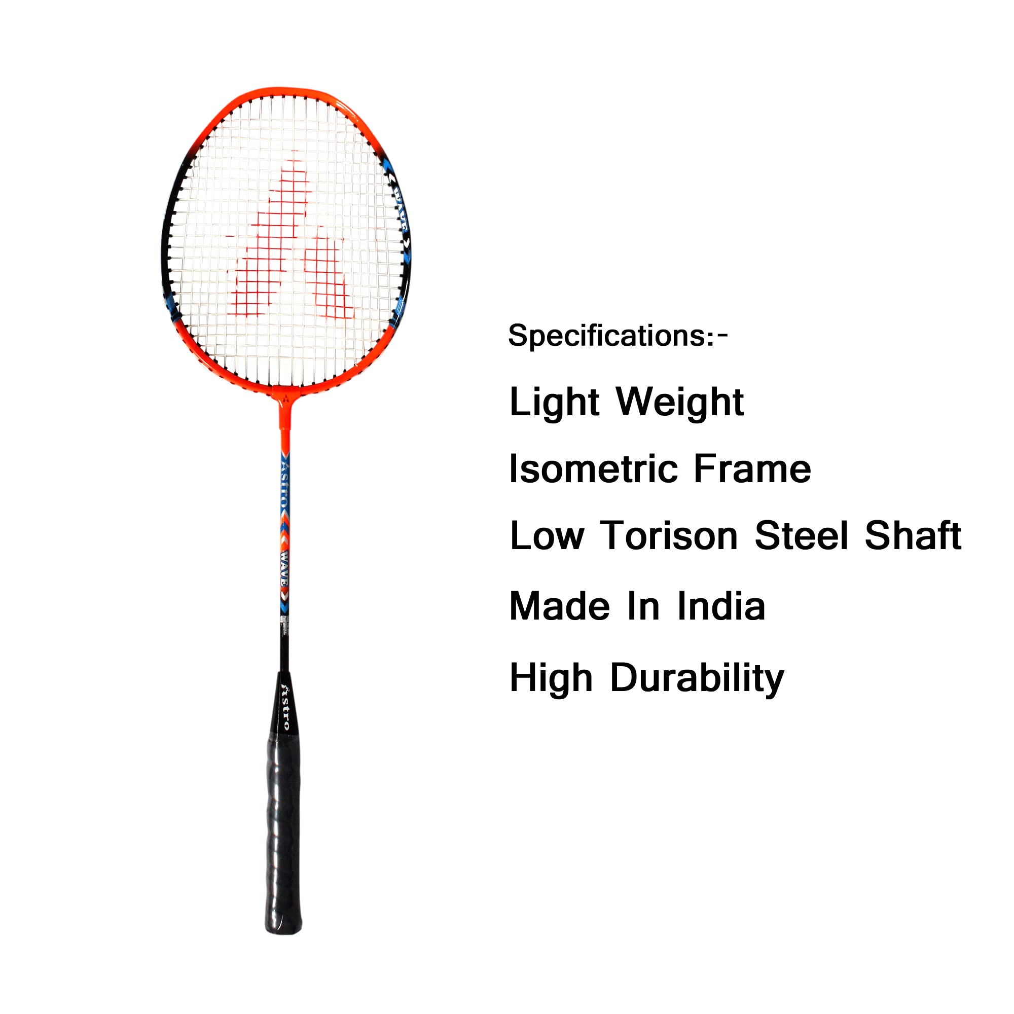 Astro Light Aluminum Blend Wave Badminton Racquet, Isometric