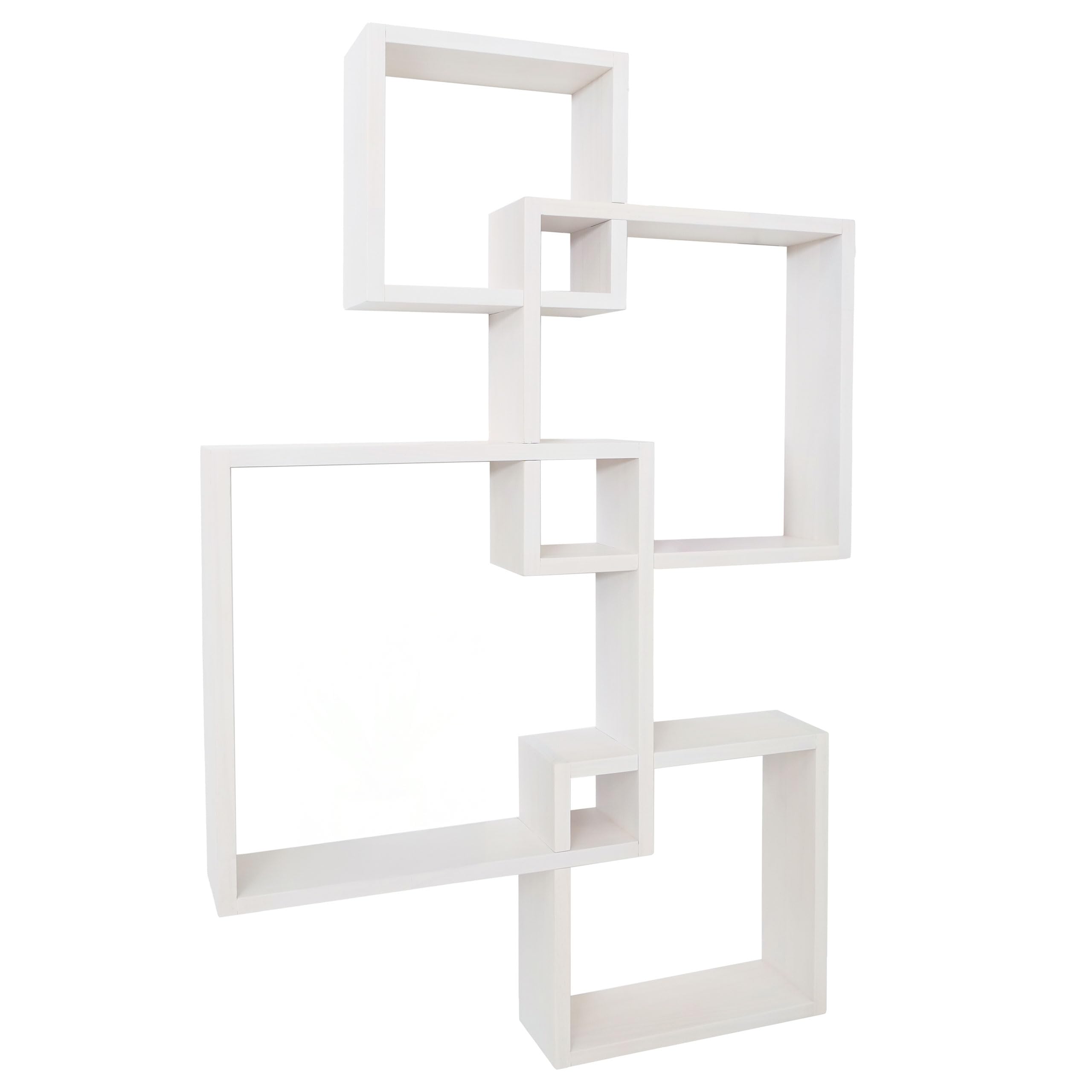 Mendler Regał ścienny HWC-P23, regał wiszący, FSC® - biały | Dekoracja ścienna, regał wiszący, regał w kształcie kostki, regał designerski, 4 półki