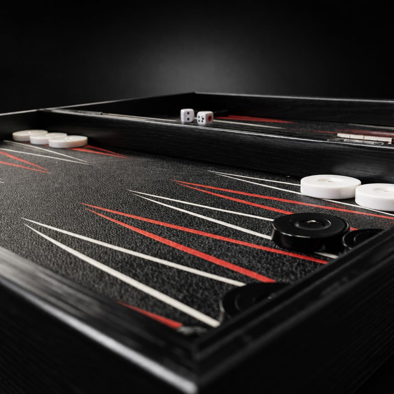 PrimoLiving Deluxe Backgammon en Bois Impérial Royal-Black XXL - 48 x 49 cm - Terrain de Jeu et Couvercle recouverts de Similicuir Fin