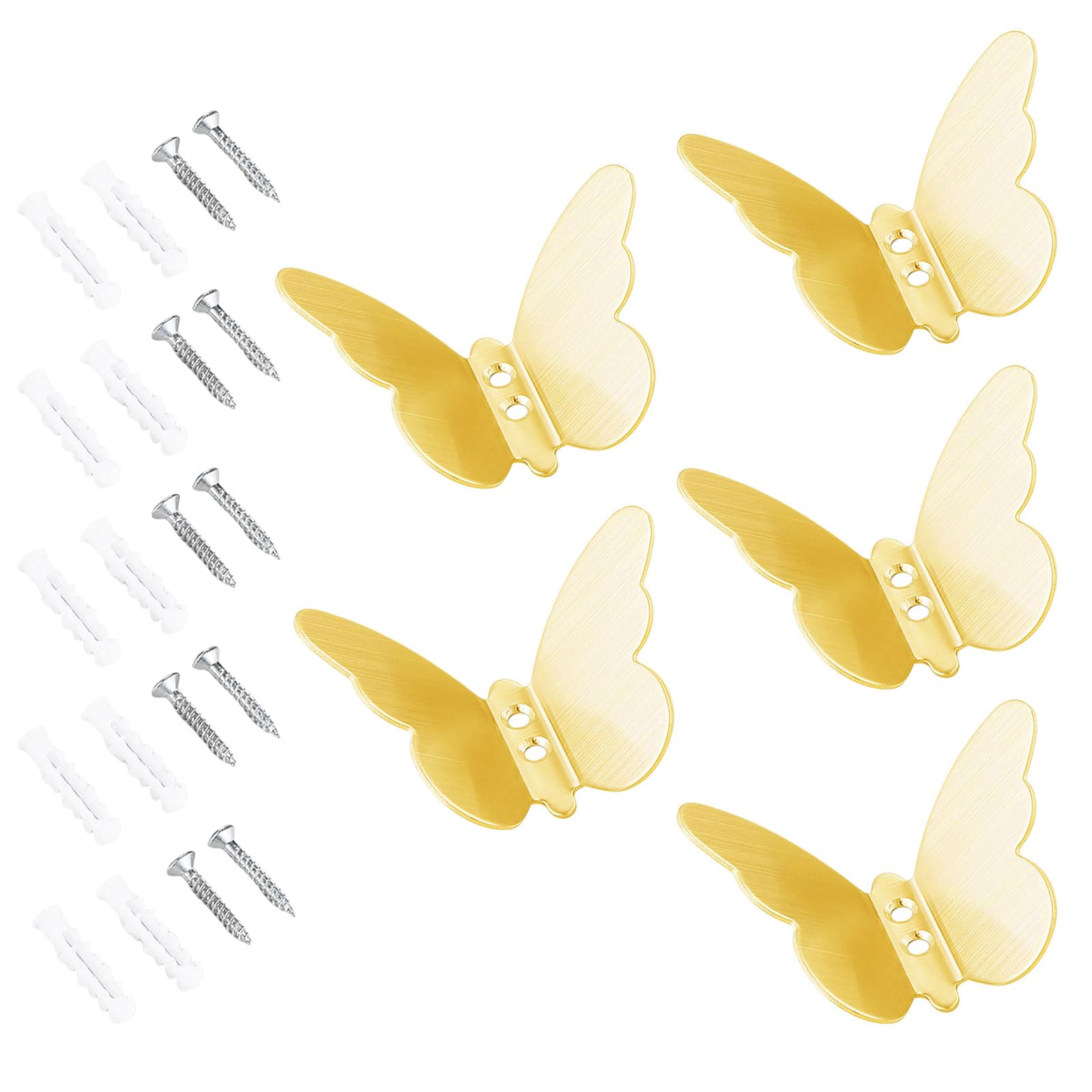 Msioytog Decorative Butterfly Hooks Space Saving Butterfly Shape Wall Hooks Sturdy Stainless Steel Bathroom Hangers Easy Install