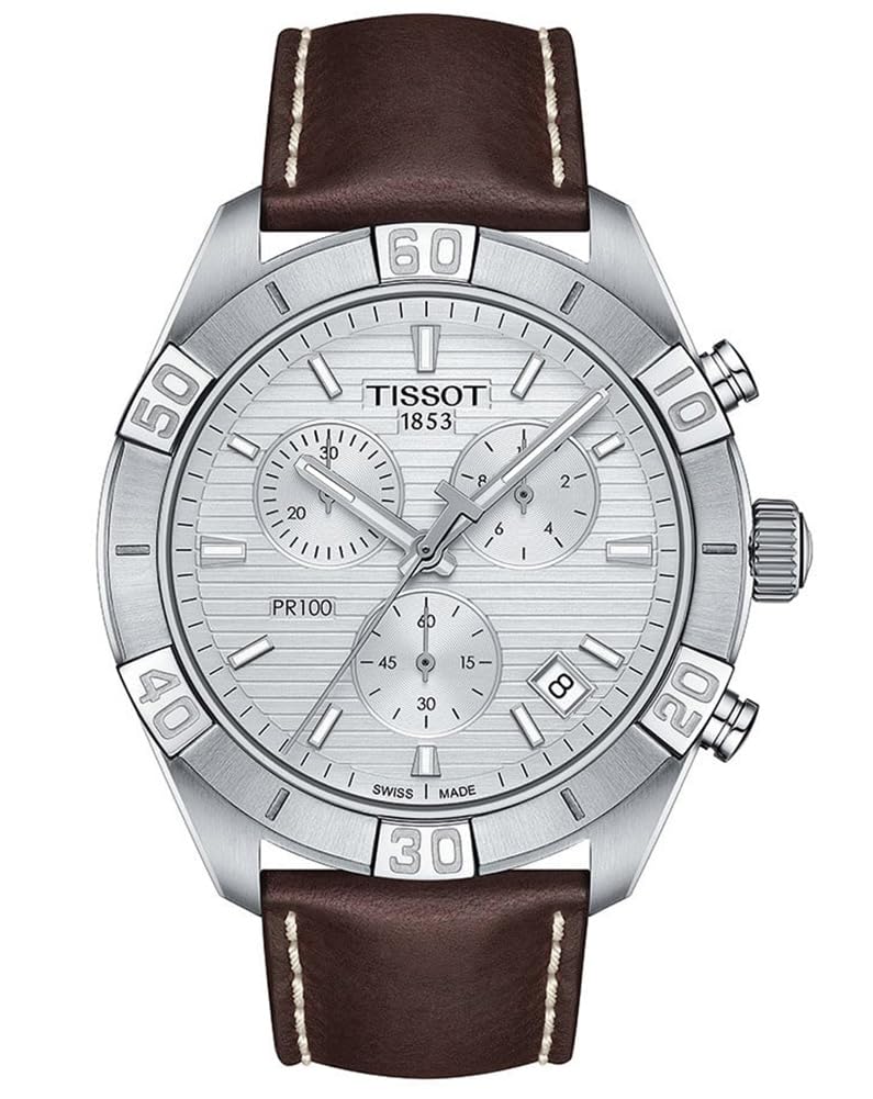 Tissot mens PR 100 Chrono Classic Stainless Steel Dress Watch Brown T1016171603100