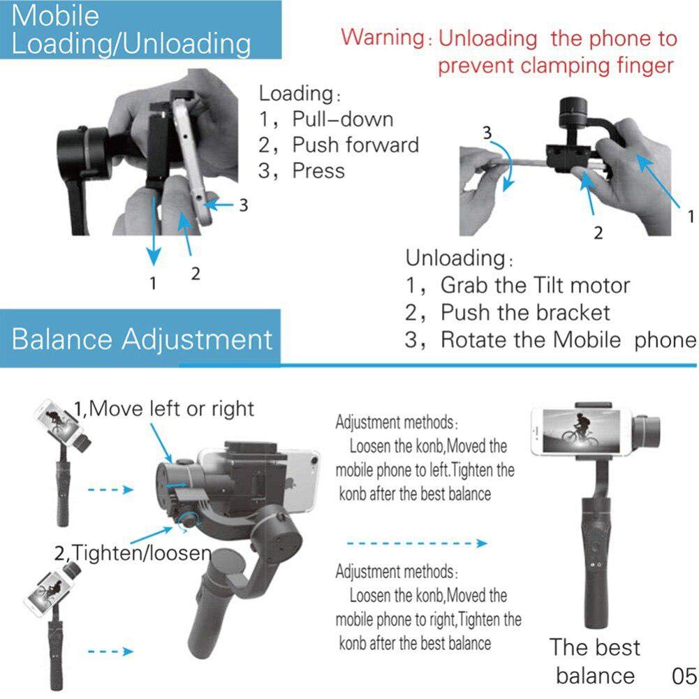 Estabilizador De Cardán De Mano, Teléfono Móvil VLOG Estabilizador De Teléfono Móvil Antivibración para Cámara De Acción 4-5.5 Pulgadas Smartphone Accesorios para Teléfonos Móviles