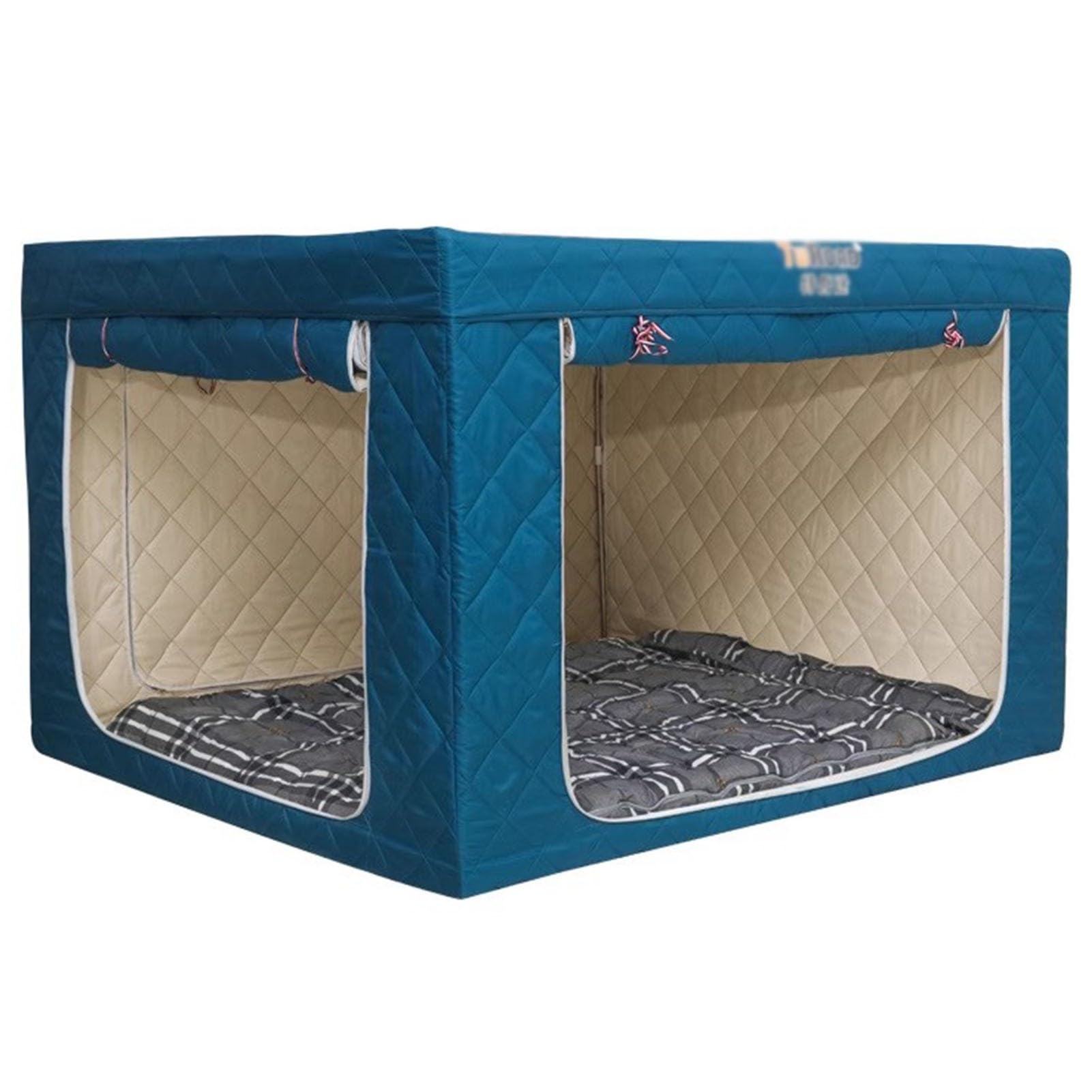 Tienda de Campaña Tienda Blackout para Cama Gemela, Algodón Interior Tienda Cálida 3 Puertas, Dosel para Dormir Cabaña Refugio, Tienda de Ensueño con Postes de Acero Inoxidable y Bolsa(Dark blue,1.2m(