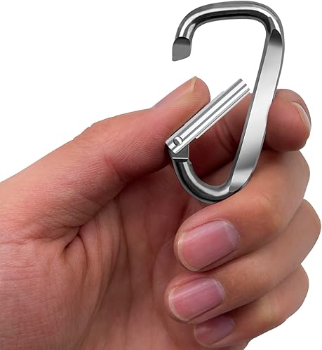 Miniatura 4 de 2.4 "24pcs pequeño mosquetón clip llavero, aluminio D anillo forma clips con llavero gancho