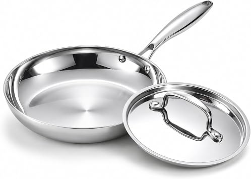 USELUCK Stainless Steel Frying Pan 8 Inch with Lid