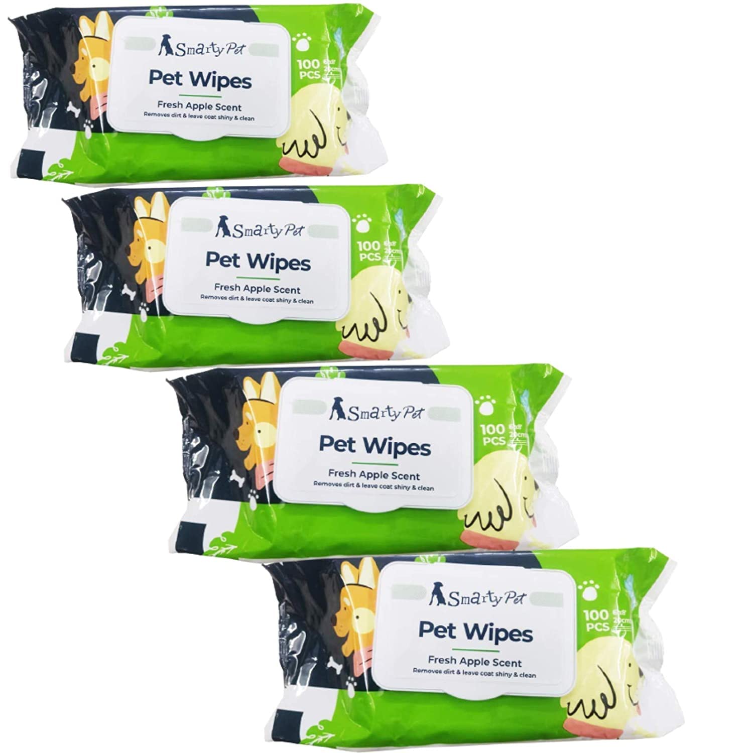 Picckola International Wet Pet Wipes for Dogs, Puppies & Cats and Small Animals with Fresh Apple Scent 6"x 8" (Pack of 100 Wipes) - Pack of Four (B0BSVJCP6K) Amazon Price History, Amazon Price Tracker