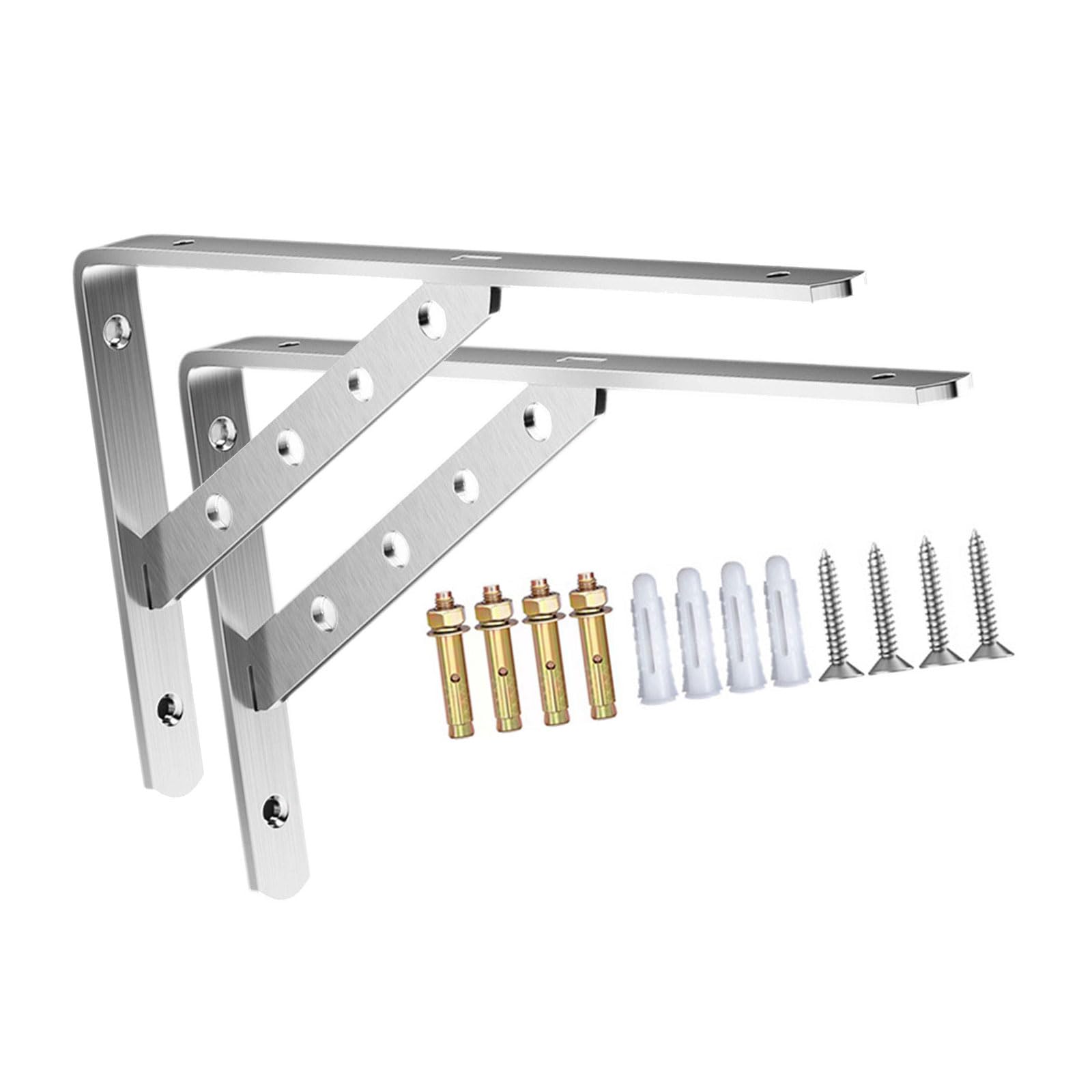 2Pcs Stainless Steel Brackets Heavy Duty Triangular Frame Wall Shelf Right Angles Stand Enduring Triangular Brackets Wall Shelf