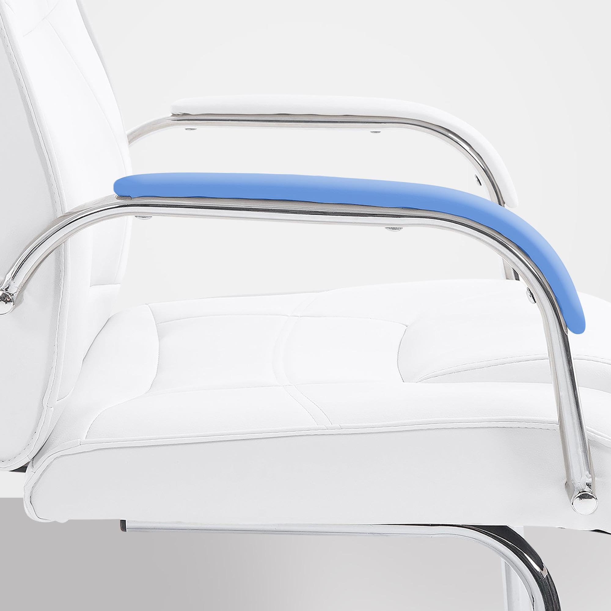 CLP Chaise Cantilever Attila XXL avec Accoudoirs - Fauteuil Oscillant de Bureau en Similicuir - Chaise de Salle à Manger Rembourrée Charge Max 1, Couleur:Blanc
