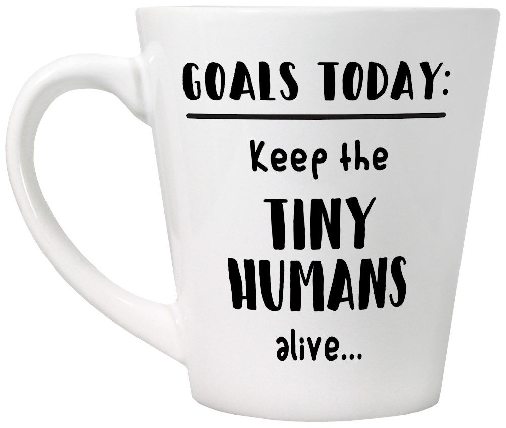 Grindstore White Keep The Tiny Humans Alive Latte Mug For Tea Or Coffee