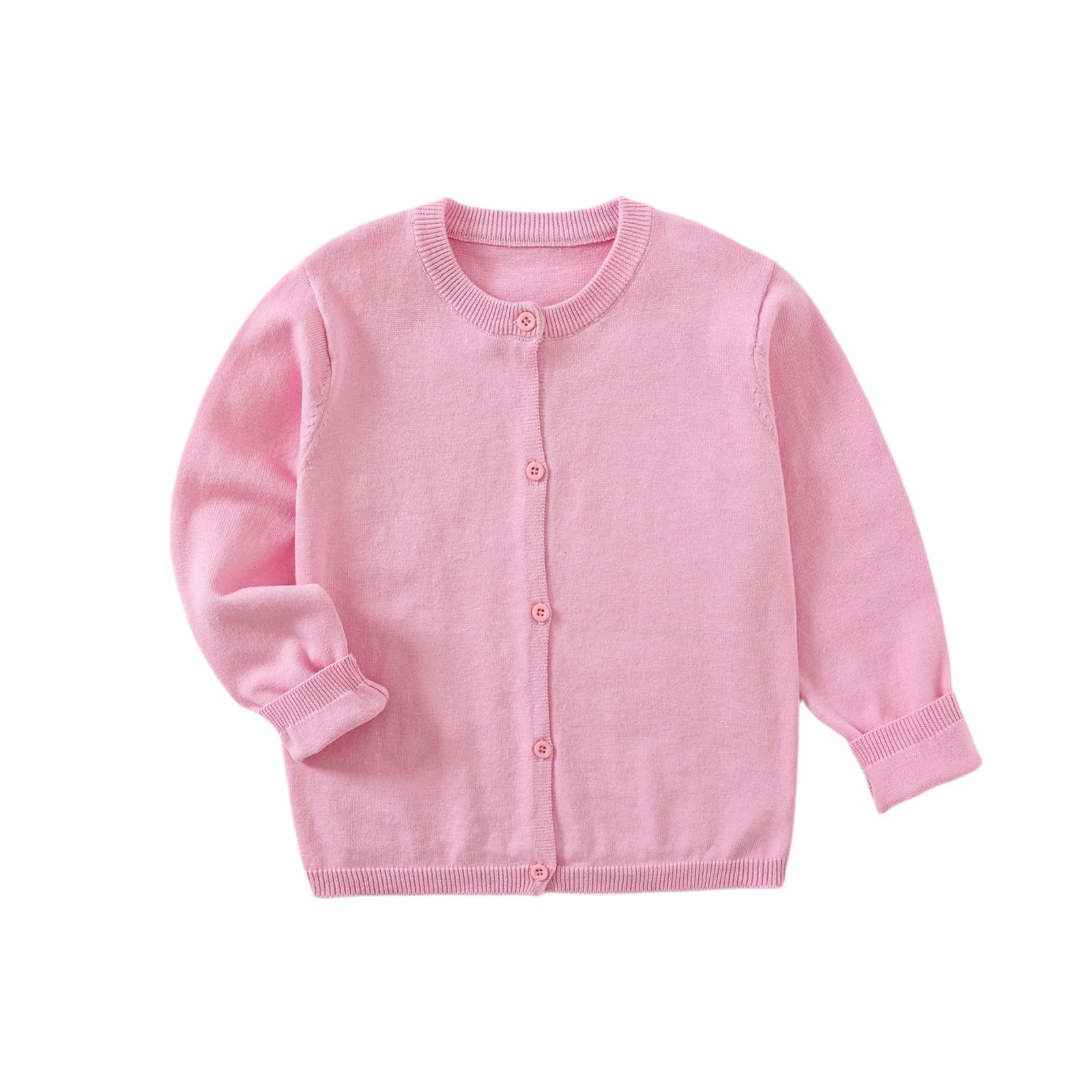 Yealoo Chaqueta de punto para niña, uniforme escolar, chaqueta de algodón, chaqueta para niños y niñas, cuello redondo, manga larga, suéter con botones