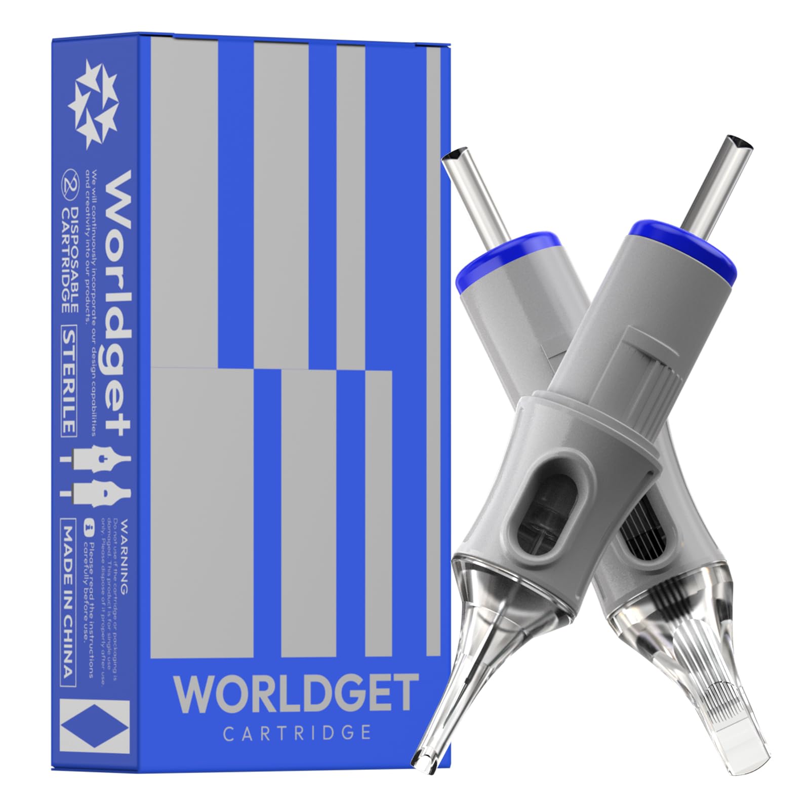 WORLDGET Tattoo Cartridge Needles 20pcs Tattoo Needles Set #12 Round Curved Magnum Shader 15RM Disposable Membrane(1215RM 20Pcs)