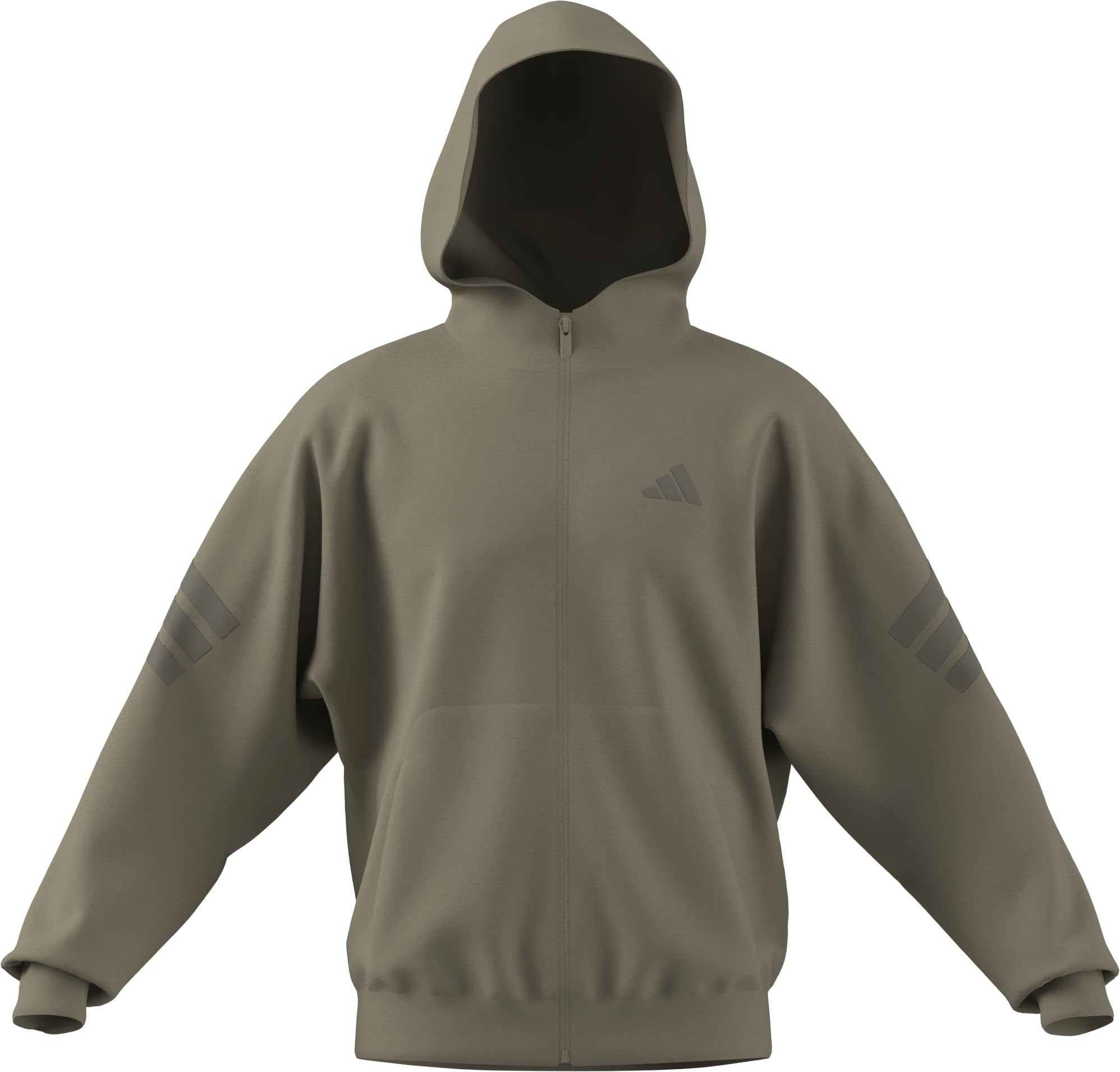 adidas Men's FUTURE ICONS THREE STRIPES FULL-ZIP HOODIE, Wonder Cargo, XL