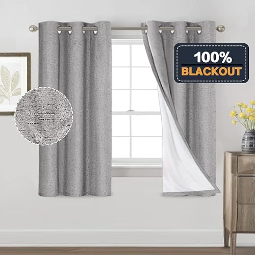 Miniatura 69 de PrinceDeco Cortinas opacas 100% para dormitorio, cortina de lino para puerta corrediza de cristal, cortinas opacas extra anchas con ojales Arena
