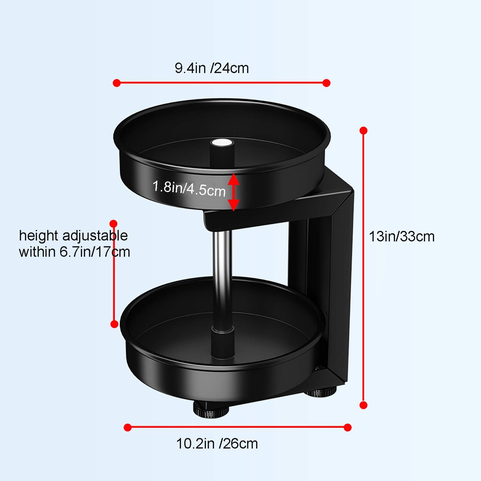 XNTONG - 2 Niveaux 360° Lazy Susan Plateau Tournant, Plateau Tournant Épices De 25,5 Cm, Porte