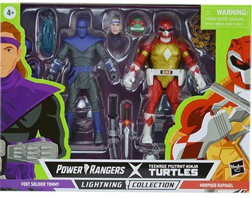 Power Rangers X TMNT - Figuras de soldado de pie y guardabosques rojos